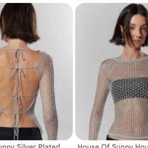 House of Sunny Metallic Knit Top